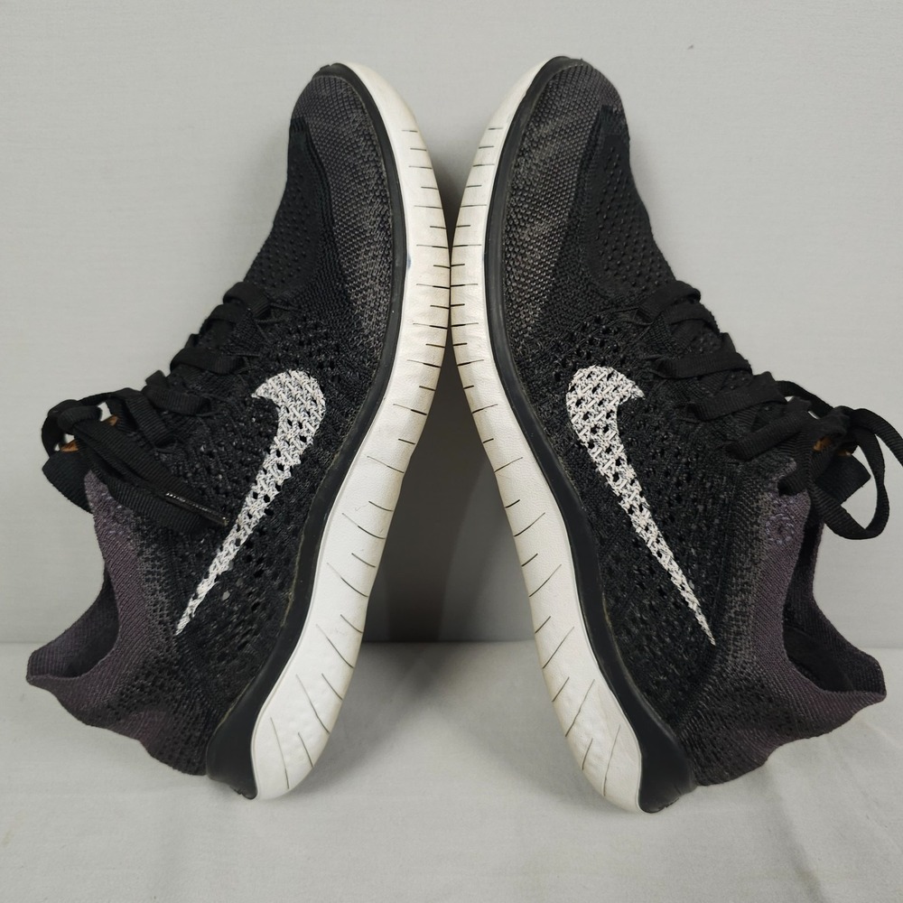 Nike Free RN Flyknit Shoes Women Size 7.5 Black Vast Grey Knit 2018 Running - Picture 5 of 16